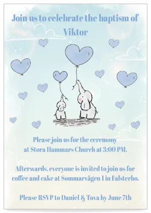 Digital Baptism Invitation Template Blue Elephant Design