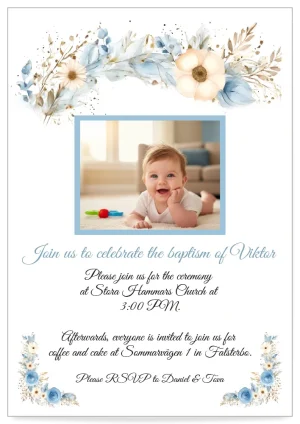 Digital Baptism invitation-Card Floral Celebration