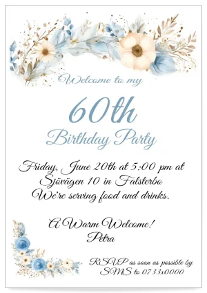 Digital Birthday party invitation Card Floral Celebration