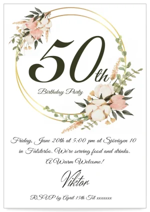 Digital Birthday party invitation Card theme pale pink