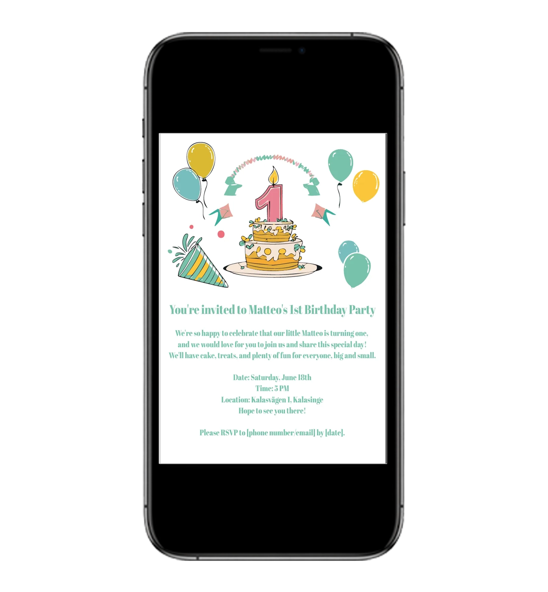 Digital Children’s Party Invitations for mobile