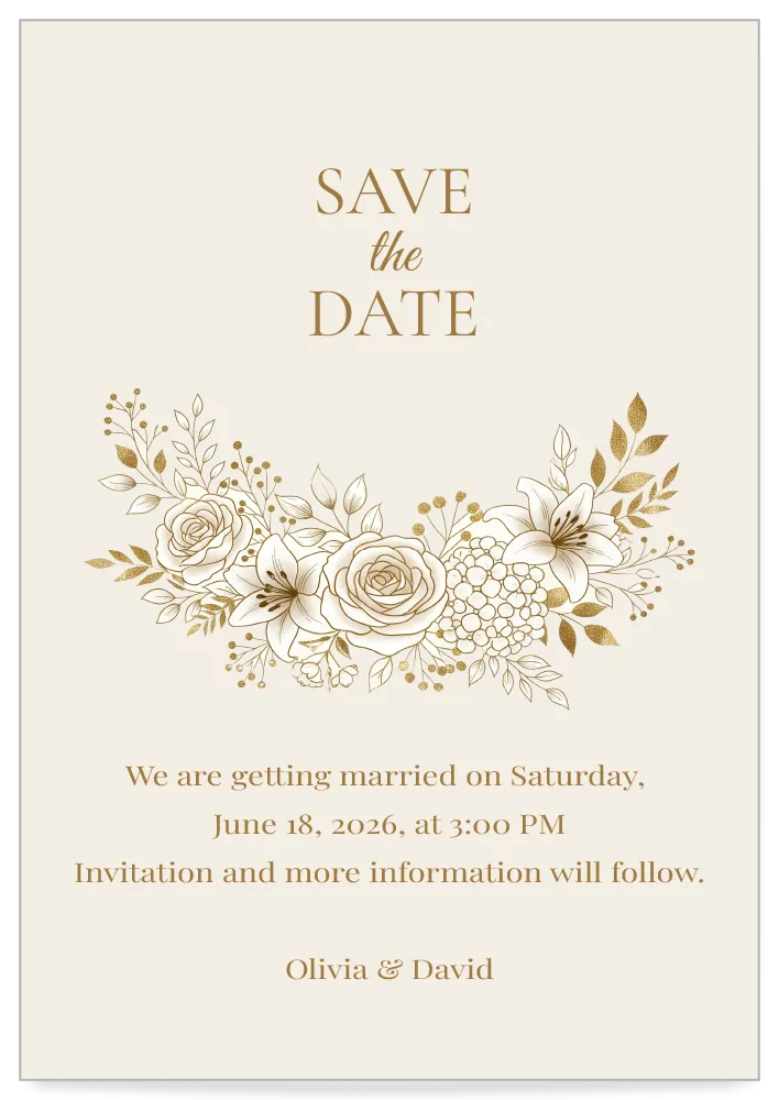 Digital Save the Date invitation Card Cream