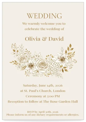 Digital Wedding invitation Card theme Cream