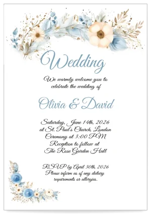 Digital Wedding invitation Card Floral Celebration