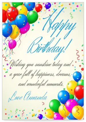 Digital greeting card theme happy birthday balloons