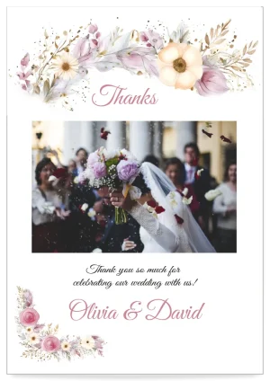Digital thank you Card Floral Celebration pink