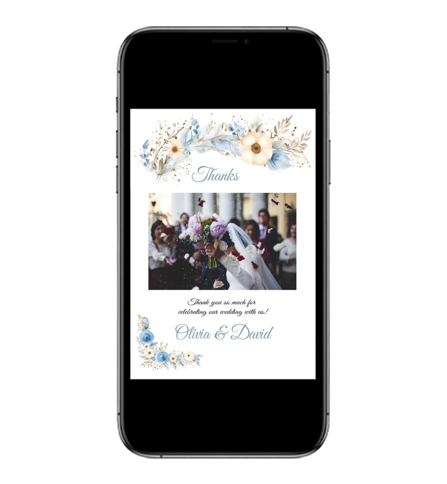 Digital thank you card for sms and email