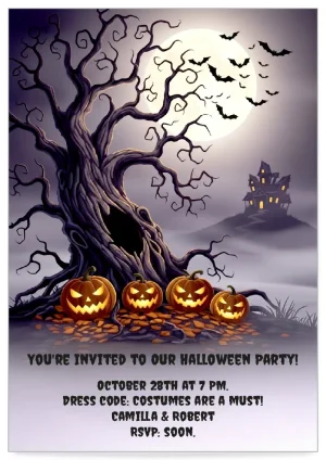 Digital Halloween party invitation Card template Haunt