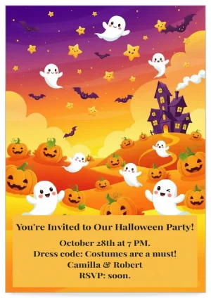 Digital Halloween-party invitation Card template happy