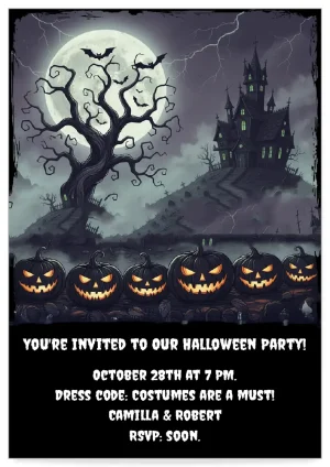 Digital Halloween-party invitation Card template scary