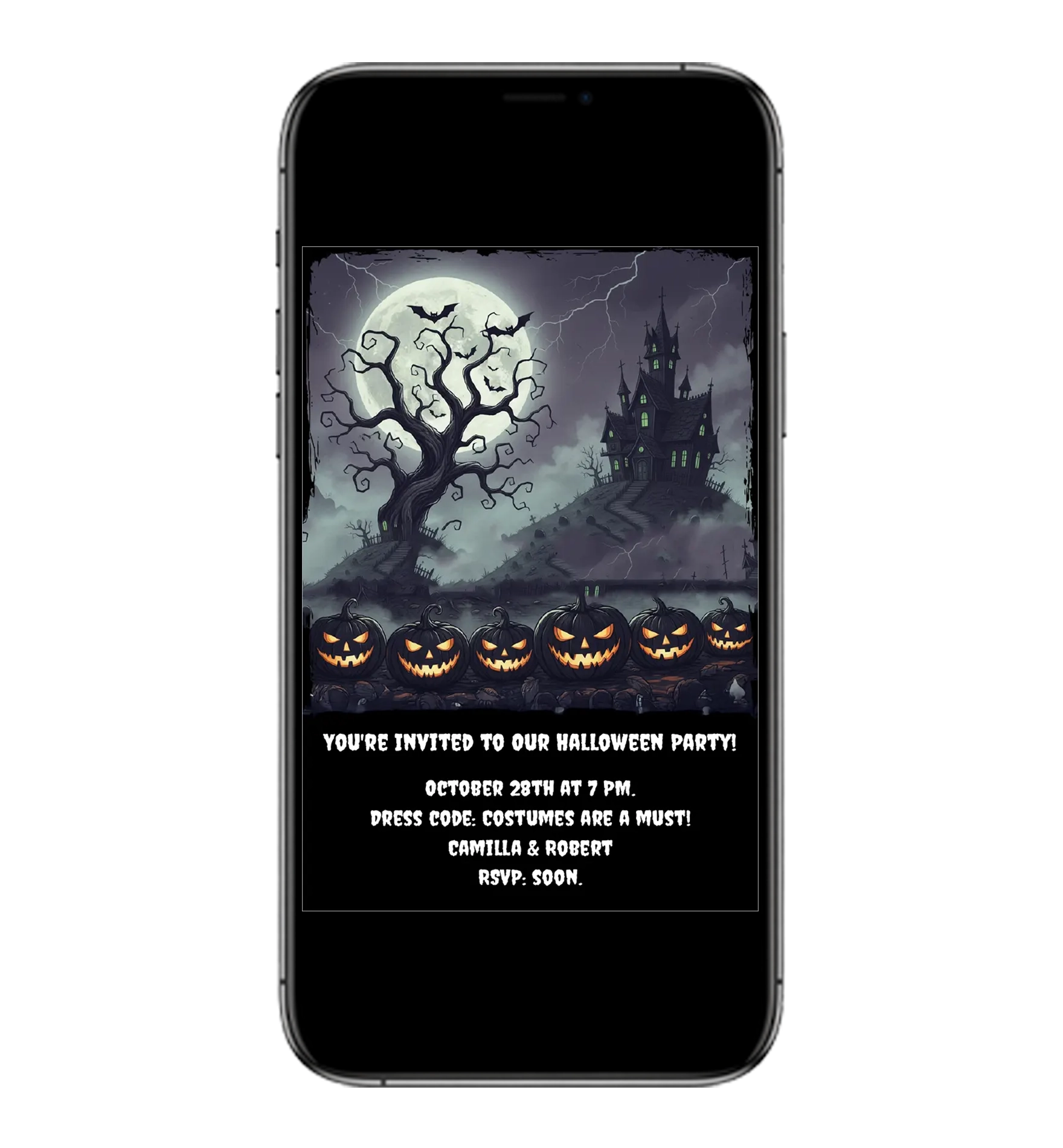 Digital Halloween-party invitation Card template scary for mobile