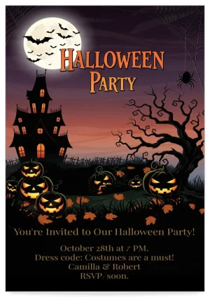 Digital Halloween-party invitation Card template spooky