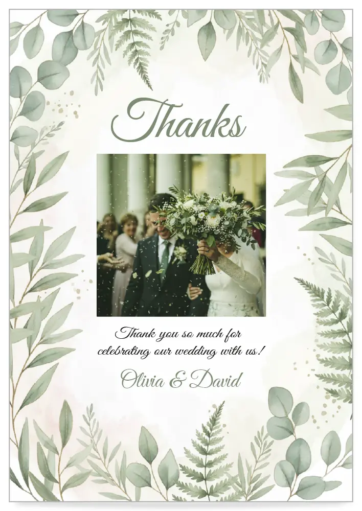 Digital thank you Card template olive