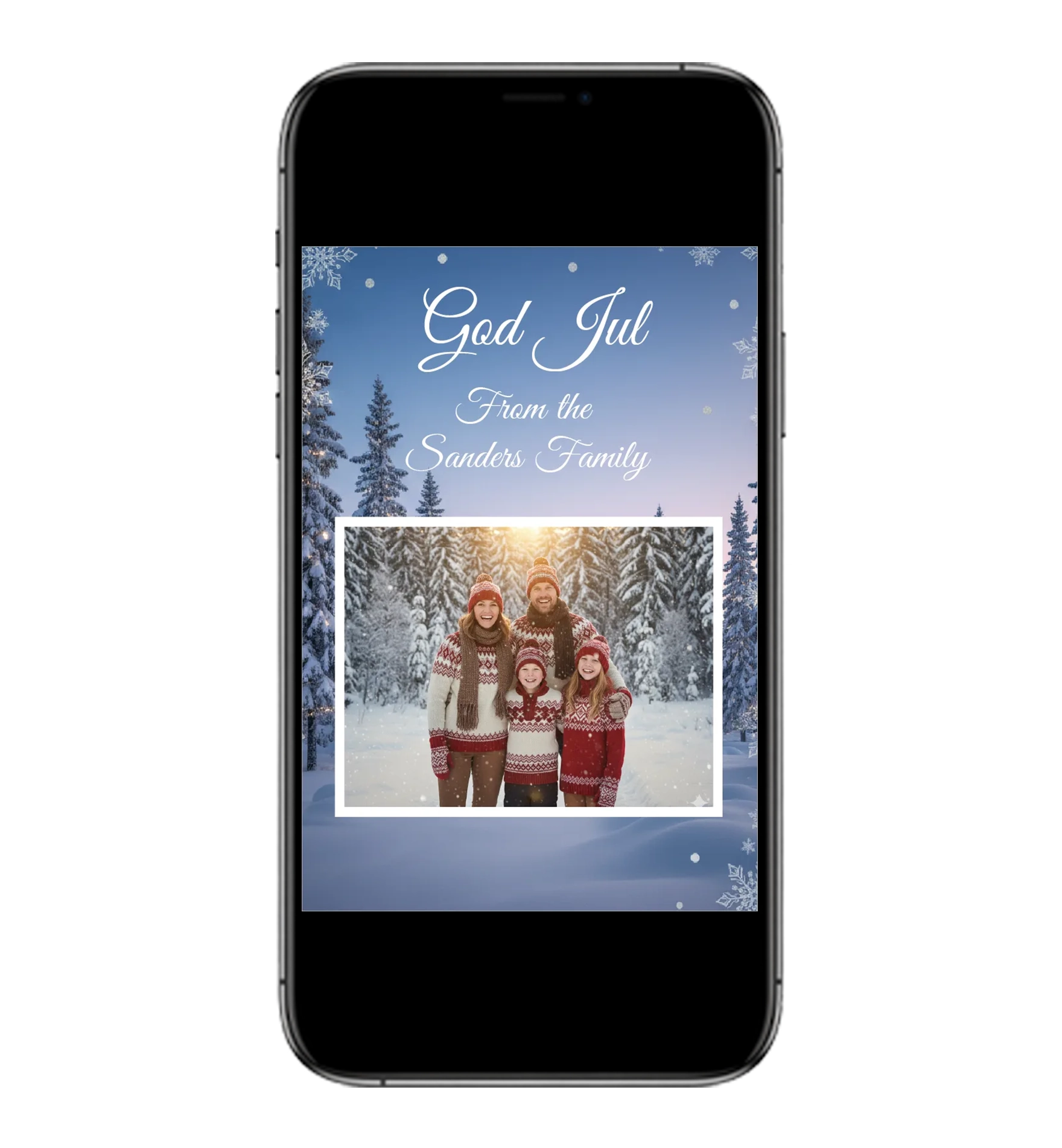 Digital Marry Christmas Card template white christmas mobile phone
