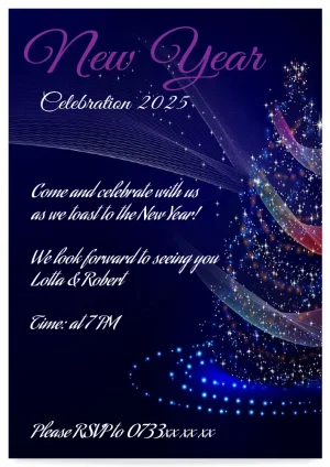 Digital NewYear invitation Card template Midnight