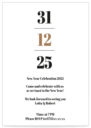 Digital NewYear invitation Card template Minimal